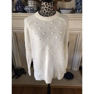 Old Navy NWT Ivory Sweater Popcorn Knot Pull Over Trim Large Cotton Blend YC